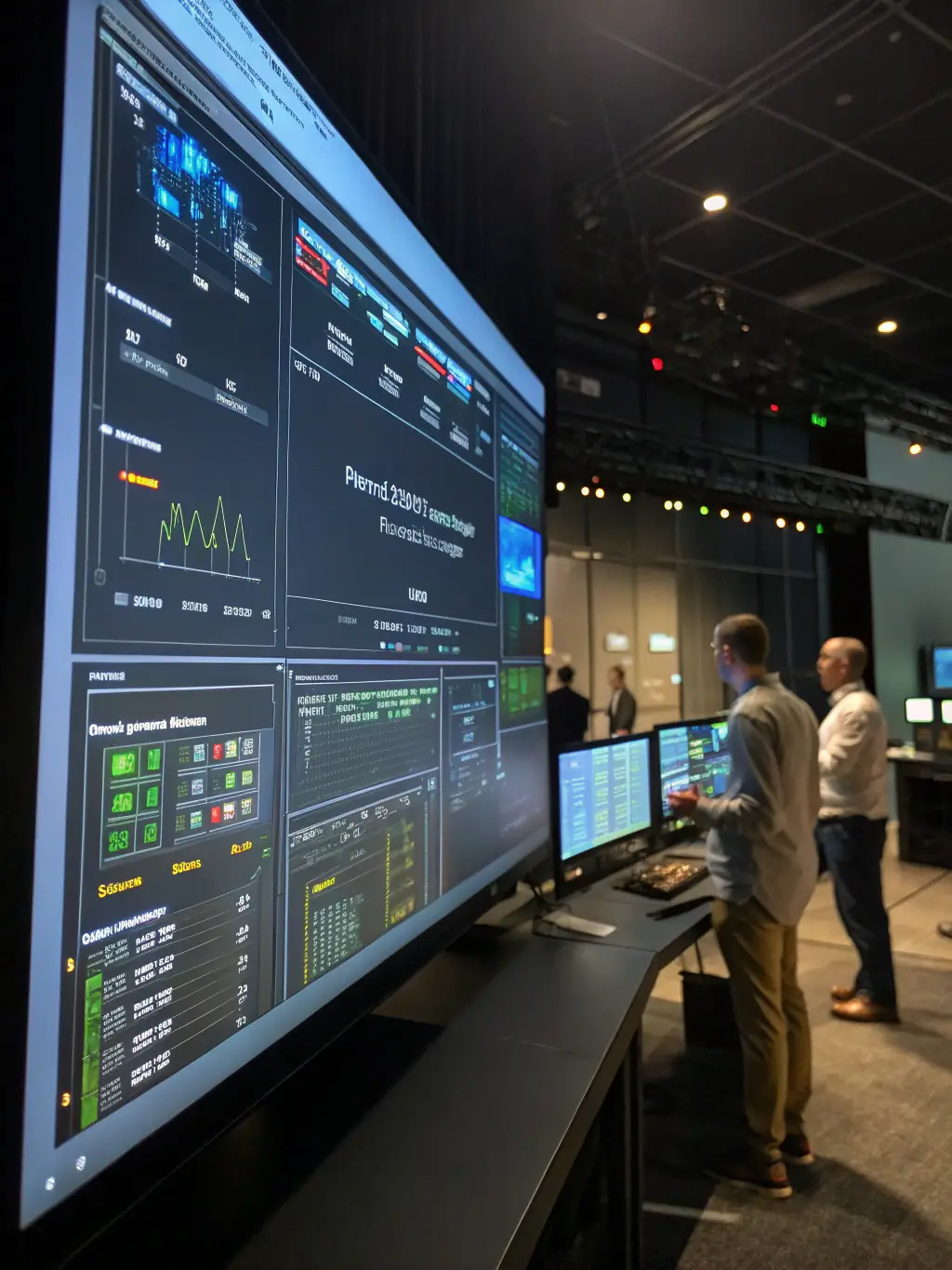 EMC-2000 system interface displaying energy consumption data in a control room.