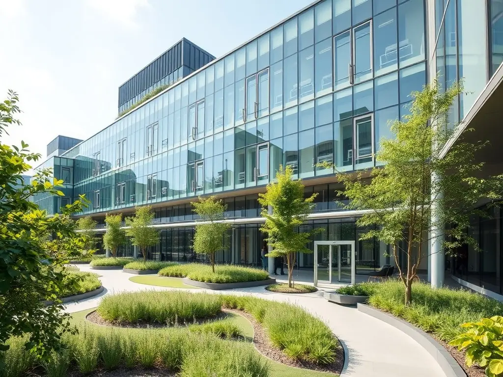 Modern office building with integrated automation systems.